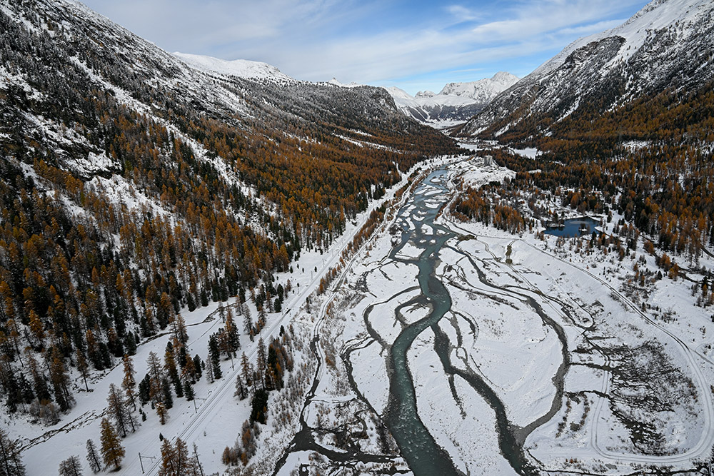 engadin bernina pontresina herbst winter schnee luftaufnahme marcorubin_pix photoworks