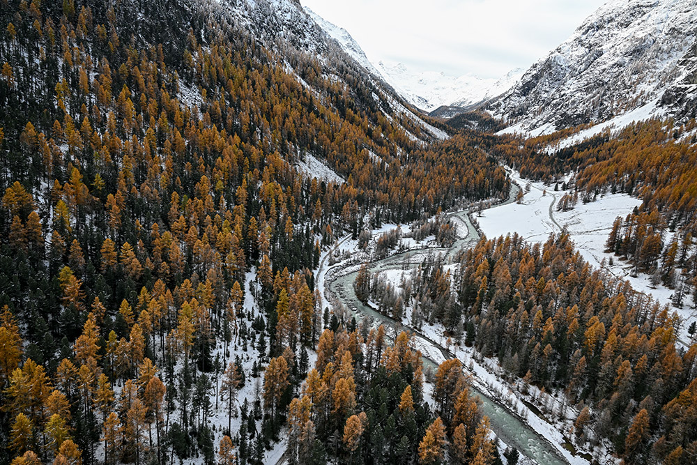 engadin pontresina roseg herbst winter schnee luftaufnahme marcorubin_pix photoworks