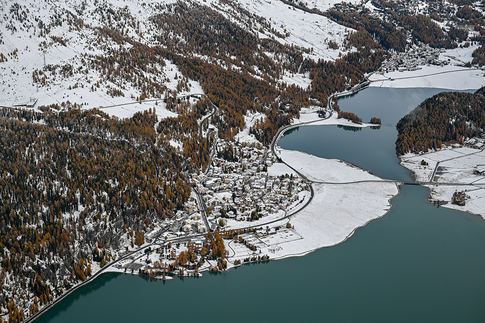 engadin silvaplana surlej champfer herbst winter luftaufnahme marcorubin_pix photoworks